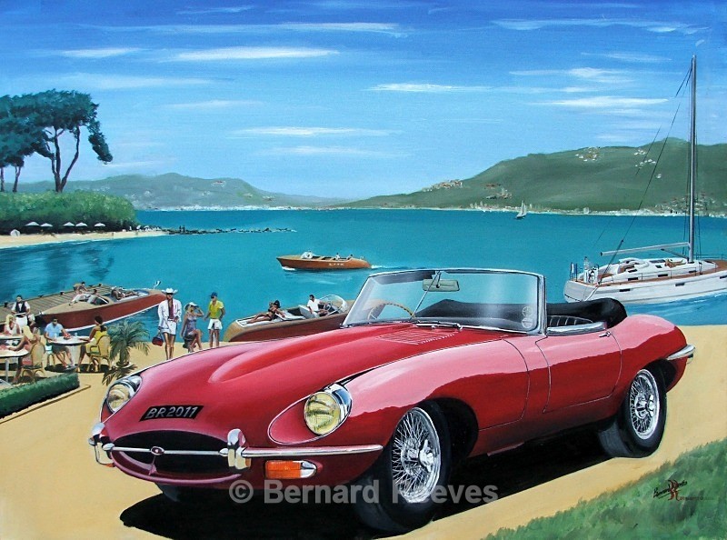 E-Type Jaguar on the French Riviera - Classic cars