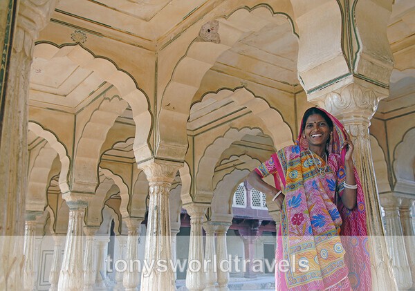 Smiling woman at Amber Fort , Jaipur, India - India