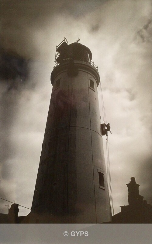 Southwold lighthouse being cleaned - Scanned Darkroom Prints
