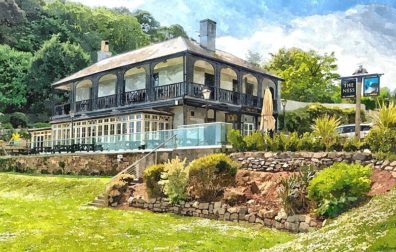 No stock TS49 - The Ness Hotel in Shaldon in South Devon - Greetings Cards Teignmouth and Shaldon