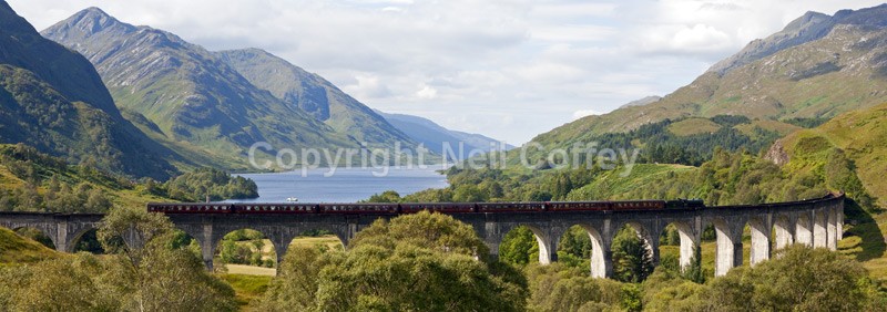 The Jacobite steam Train & Glenfinnan Viaduct, Highland - Panoramic format