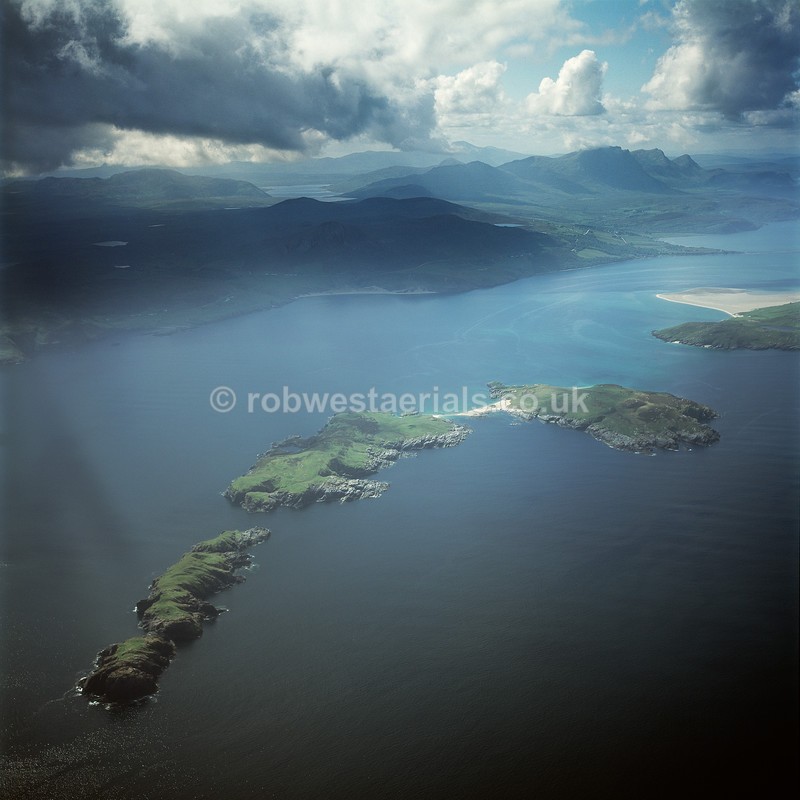 aerial pictures of Scotland north coast coastline Islands on Tongue Bay