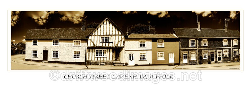 Lavenham Suffolk Street panorama sepia - Lavenham Suffolk