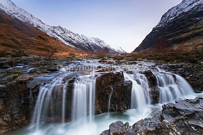 Linne Bhuidhe waterfall, River Coe, Glen Coe, Highland - Landscape format