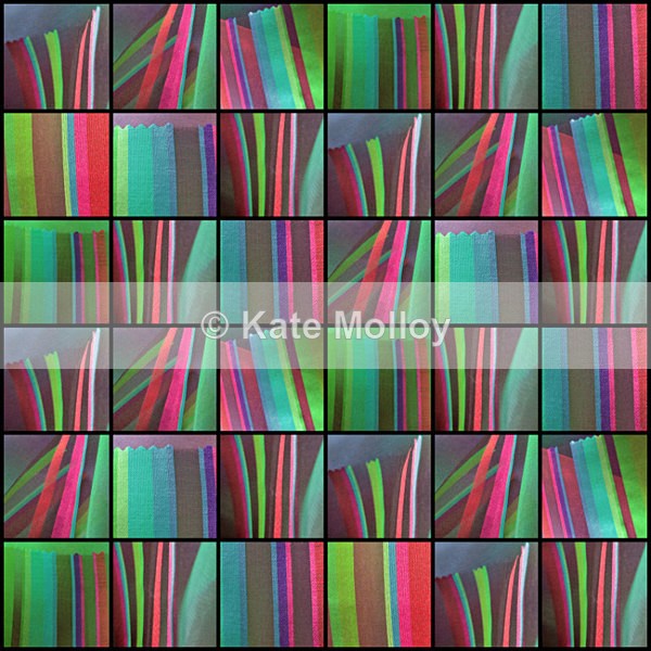 Collage - green, pink & turquoise - Whitchurch Silk Mill