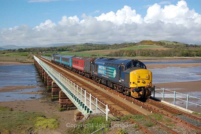 JL 29.5.15 37419 & 37611 2C34 14.35 Carlisle - Barrow, Eskmeal Viaduct - Cumbrian Coast (north to south)