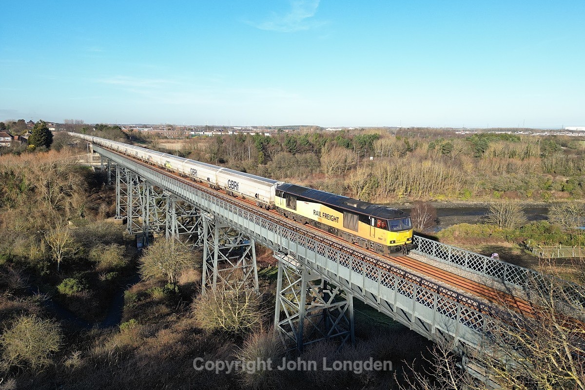 JL - 6.2.25 60047 6N87 Lynemouth PS - Tyne Dock CT, Bedlington Viaduct - Latest shots