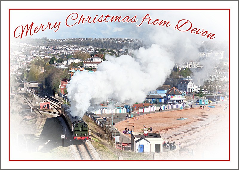 New xmas card DE12 Steam Train Devon - XMAS CARDS Teignmouth and Shaldon