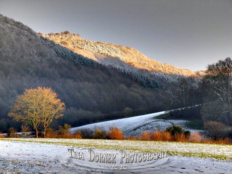 Snow Valley in snow near Monmouth. Winter Landscape portfolio by Tina Dorner Photography,  Forest of Dean and Wye Valley, Gloucestershire