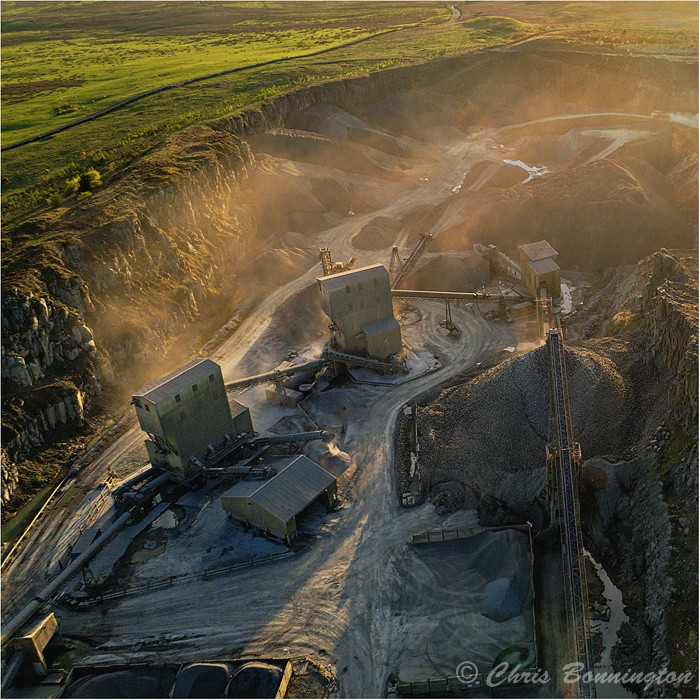 Quarry in evening light - Aerial