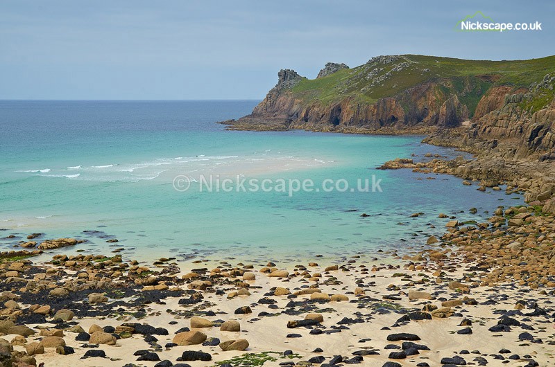 Photograph of Nanjizal Beach in Cornwall | Secluded beach on the South West Coastal Path