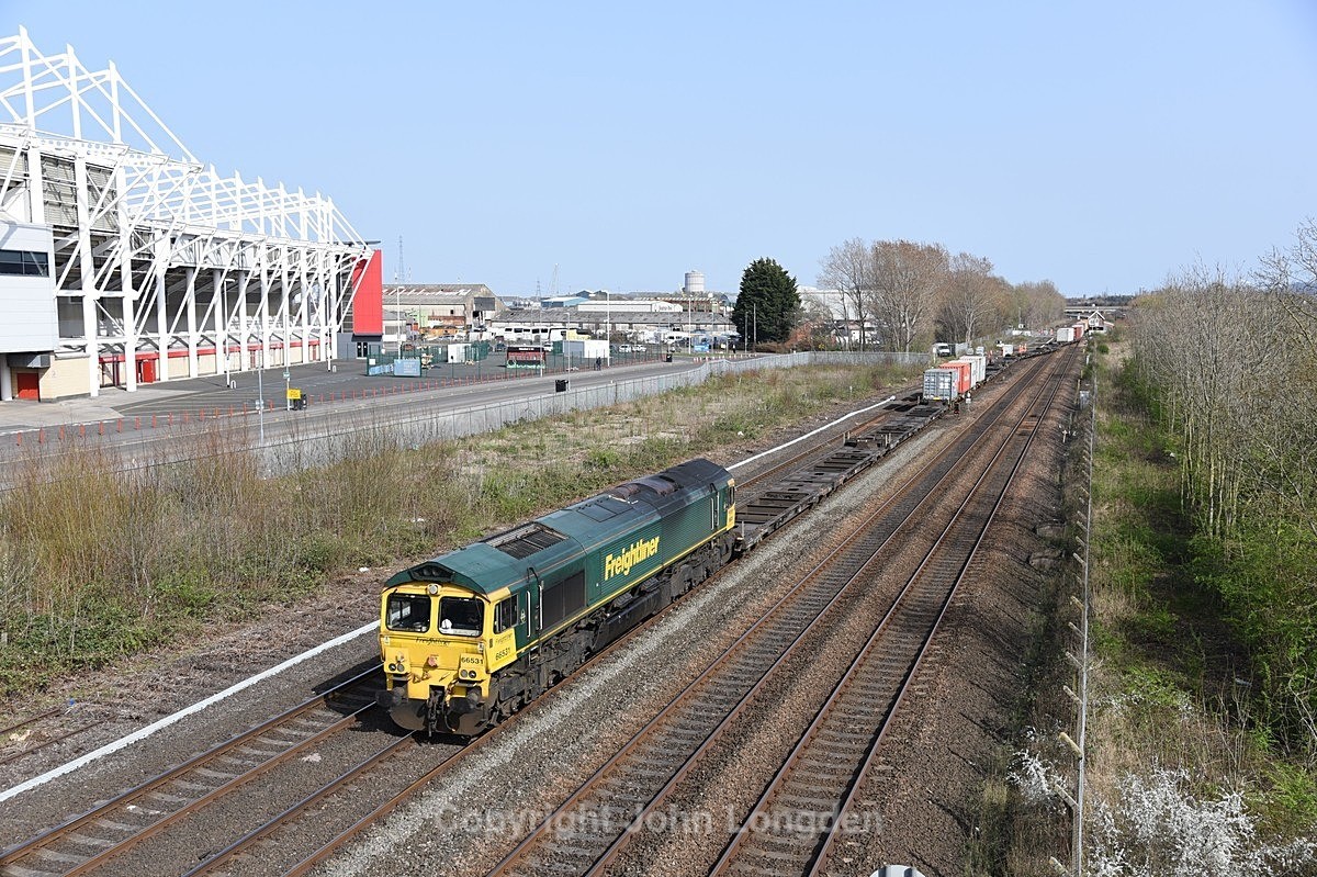 JL - 30.3.21 66531 4L78 Tees Dock - Felixstowe, Riverside Stadium - Teesside (west to east)