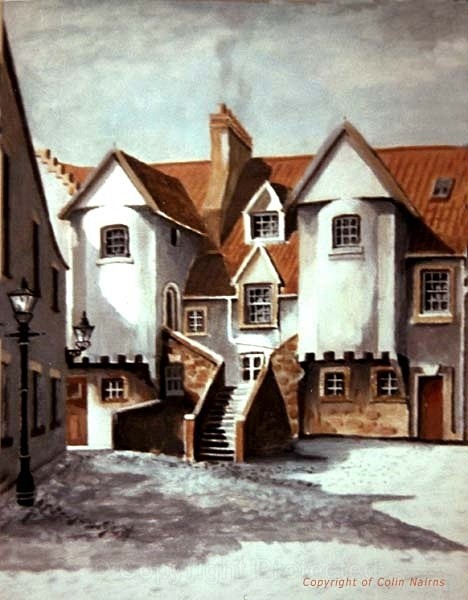 'White Horse Close, Edinburgh - in winter' - Edinburgh Paintings