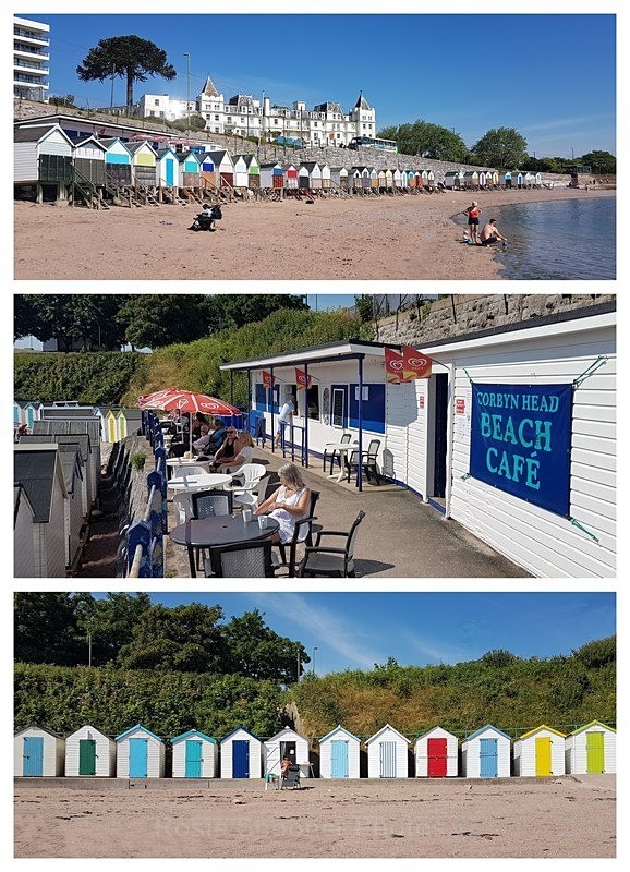 TQ149 Corbyn Head Cafe and Beach Huts in Torquay - Greetings Cards Torquay (See also Cockington plus Meadfoot galleries)