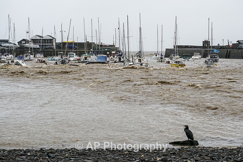ACP04664-1 - Aberaeron Harbour, during storm Callum 13/10/2018