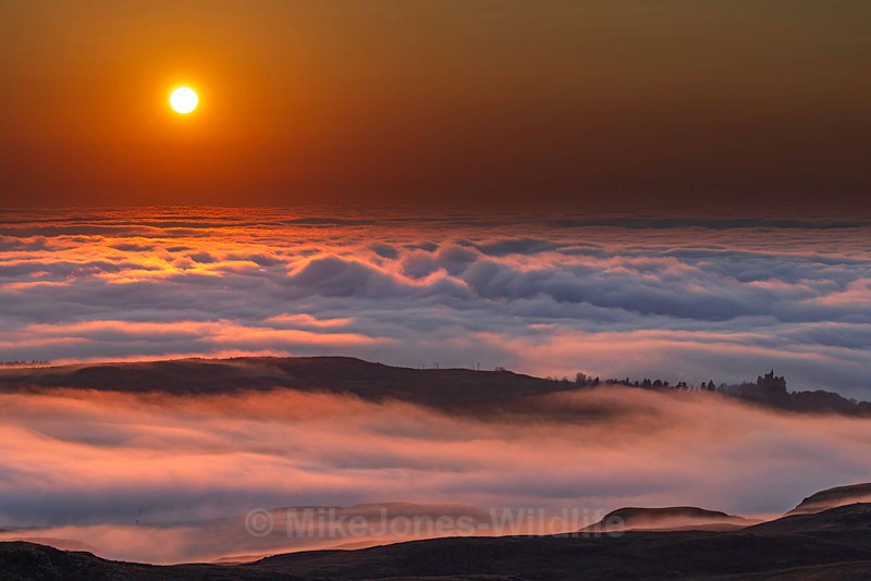 Sunset over a Sea mist from the Isle of Mu - Sea Mist, Moonset and Sunset over the Hebrides seen from the Isle of Mull