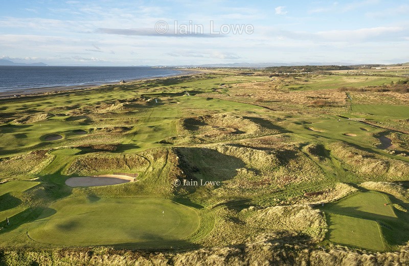 Aerial view, right to left - 2nd tee to green, 17th green to tee