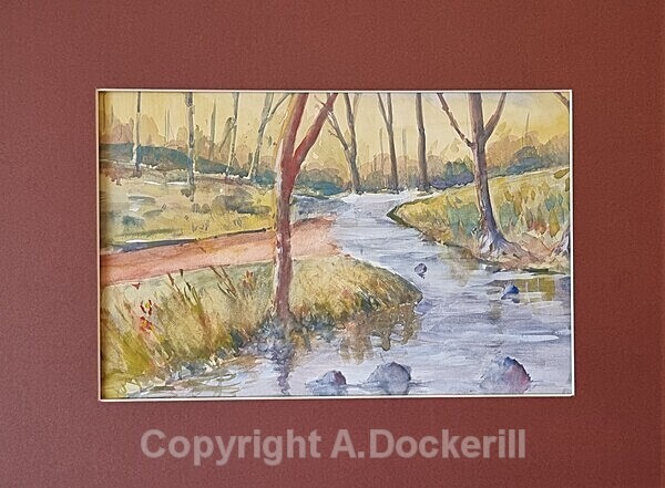Stream and trees - Watercolours