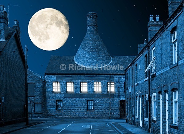 Moonlit Heron Cross - The Potteries by Moonlight