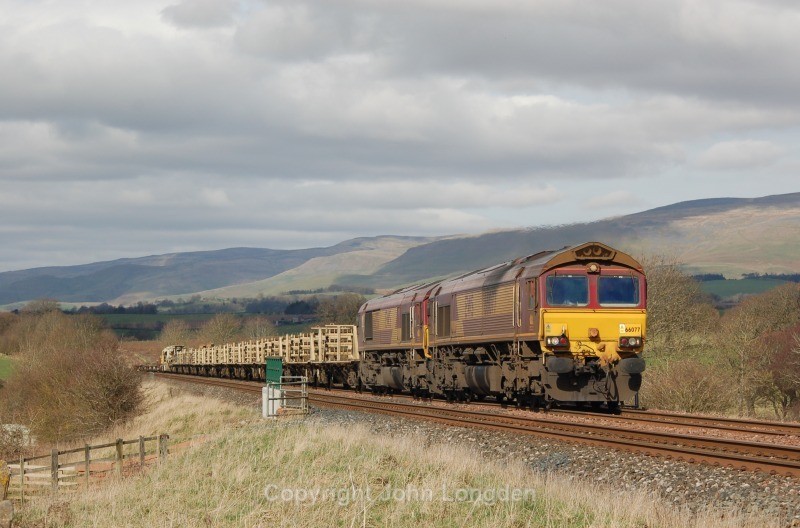 19.3.12  - 66077 & 66155 6K05 Carlisle - Crewe, Town End Farm - Town End Farm