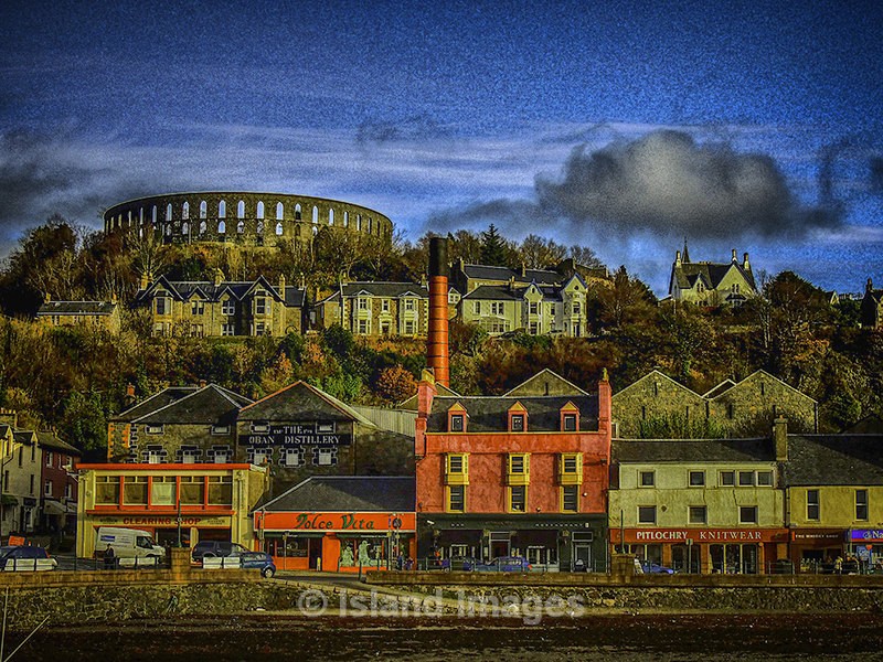 McCaigs tower, and the distillery, Oban, Argyllshire - Oban