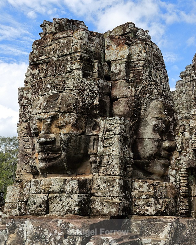Stone faces at Bayon Temple, Angkor Thom, Cambodia - Cambodia