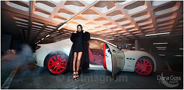 Orange gels a smoke bomb and a Maserati - NIGHT TIME