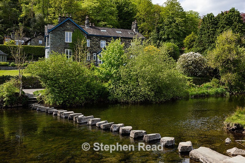 River Rothay stepping stones in springtime