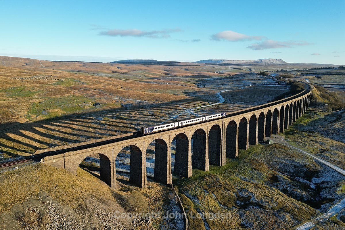 JL - 1.12.23 158756 13:18 Leeds - Carlisle, Ribblehead - Ribblehead Viaduct