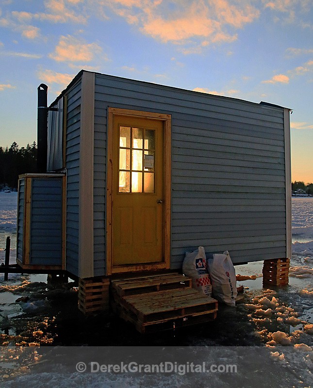 Ice Shanty in Winter Twilight