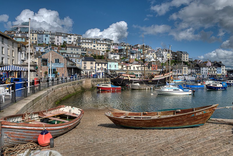TQ89 - Brixham Harbour and the Golden Hind - Greetings Cards Brixham Broadsands and Kingswear