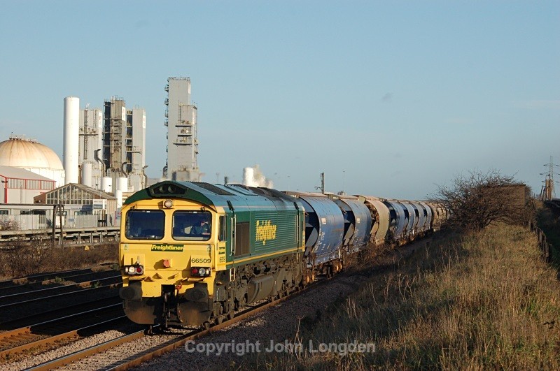 25.11.09 - 66509 6F32 Boulby - Middlesbrough Goods, Shell Junc - Teesside (west to east)