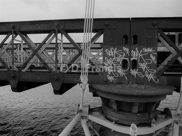 Graffiti, Hungerford Bridge (b&w) - By The Thames
