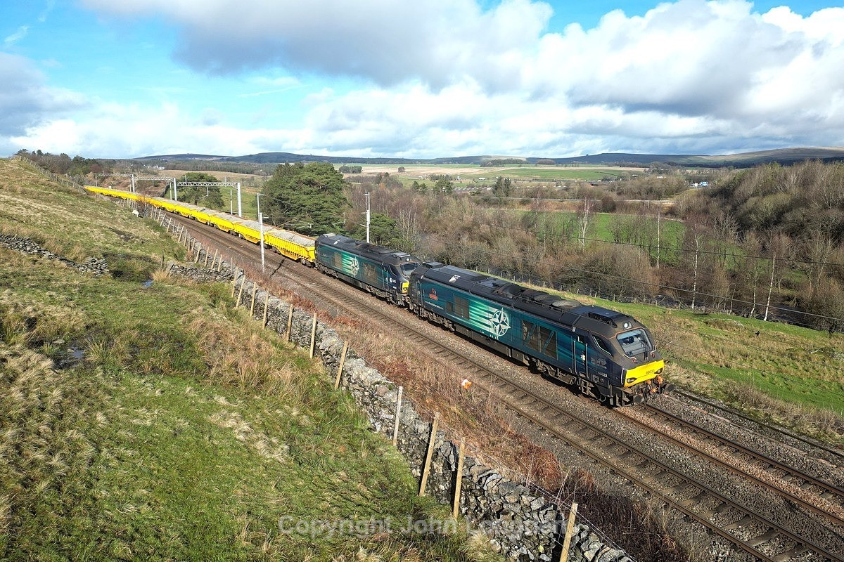 JL - 23.2.24 68033 & 68002 6K06 Shap - Crewe, Tebay - West Coast Main Line (north to south)