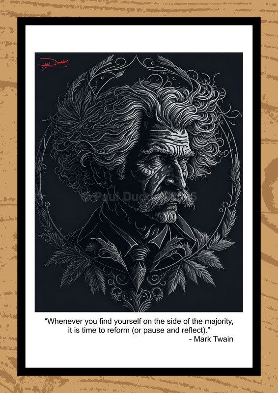 Mark Twain Illustration Paintings & Inspirational Quotations by Artist Paul Duddell