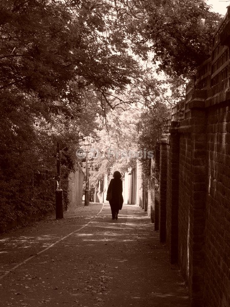 Woman in Lane, Holland Park (sepia) - Landscapesque
