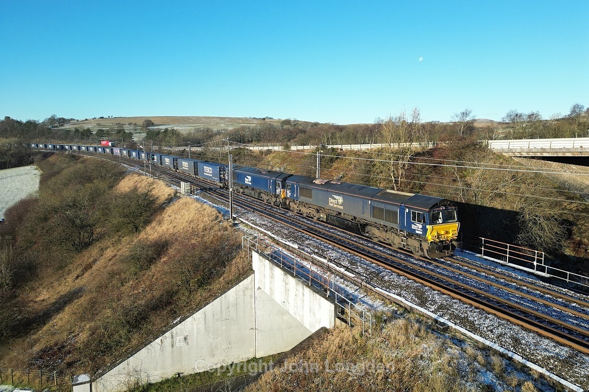 JL - 30.11.23 66091 & 66434 4S43 Daventry - Mossend, Lowgill - West Coast Main Line (north to south)