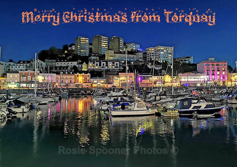 7 in stock XM048 - Reflections at Torquay Harbour - XMAS CARDS Torquay St Marychurch, Babbacombe and Cockington