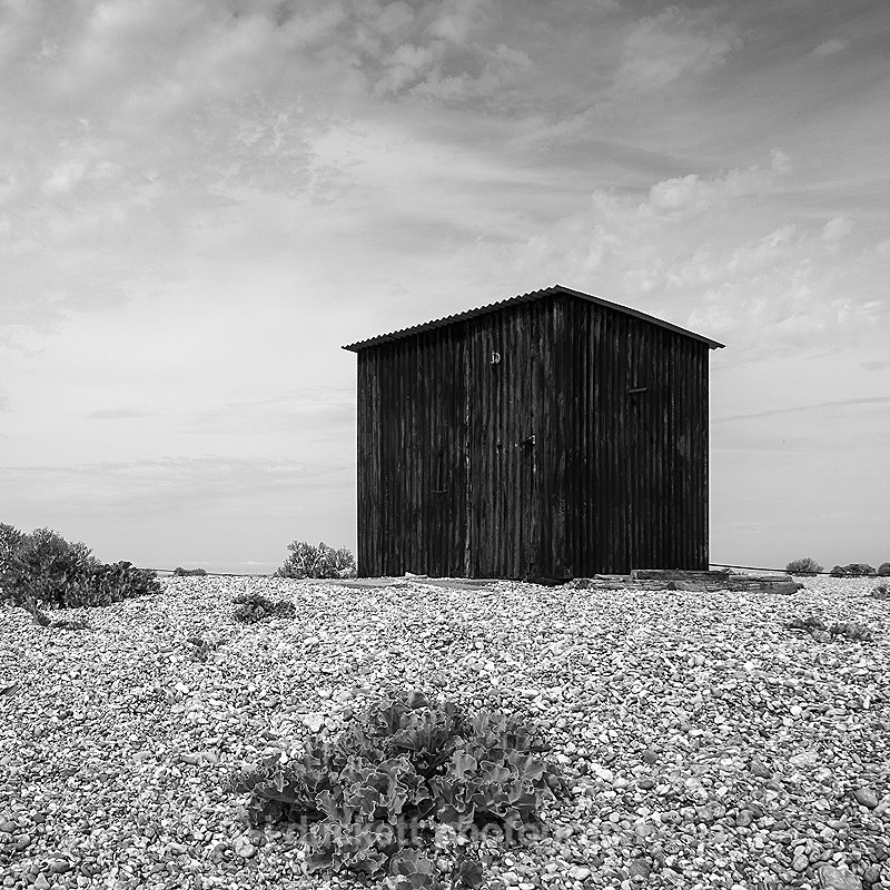 Black and white photography of Dungeness beach on the Kent coast