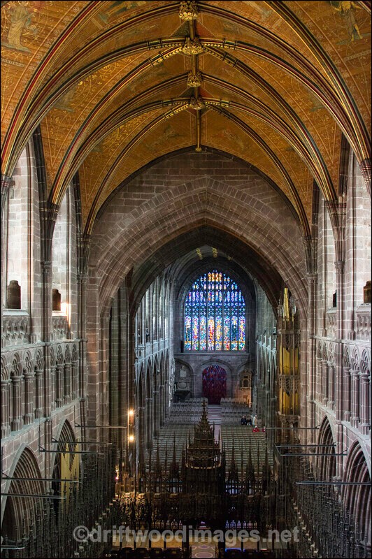 Chester Cathedral Choir and Nave from above - Chester Cathedral