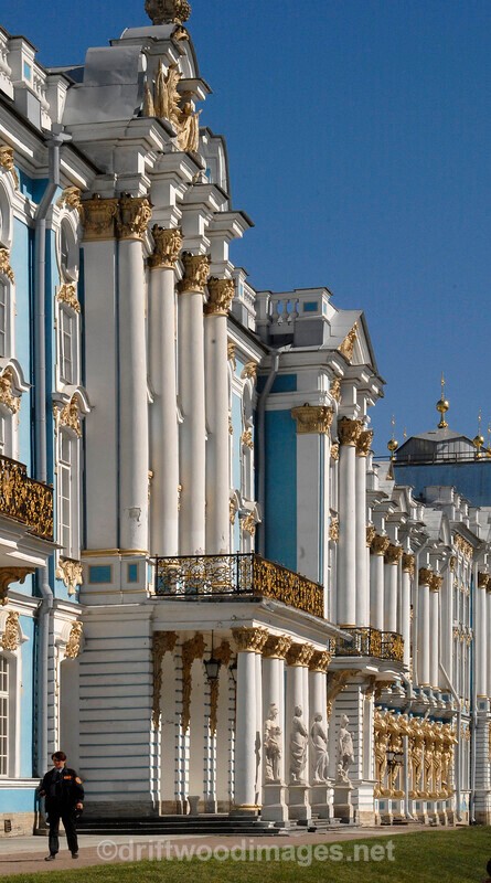 Catherine Palace rear with figure - St Petersburg Russia