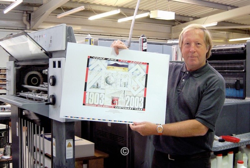 Inverurie Locos F.C. Centenary Print. 2003. - 2003 Centenary Image for Inverurie Loco Works F.C. 1903-2003 and Locos 'A' Cup win.