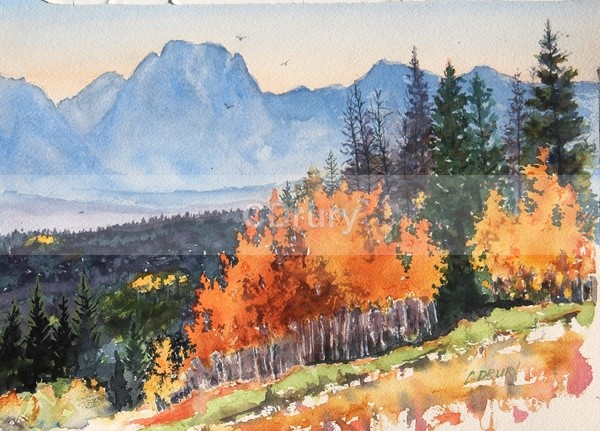WCL02226 Into the Valley - Watercolor Landscape GTNP