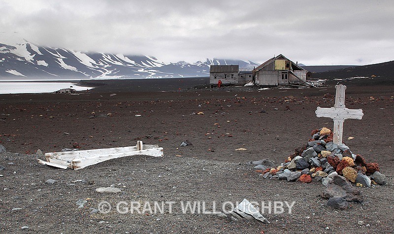 Old grave of whaler on Deception Island - Antartica