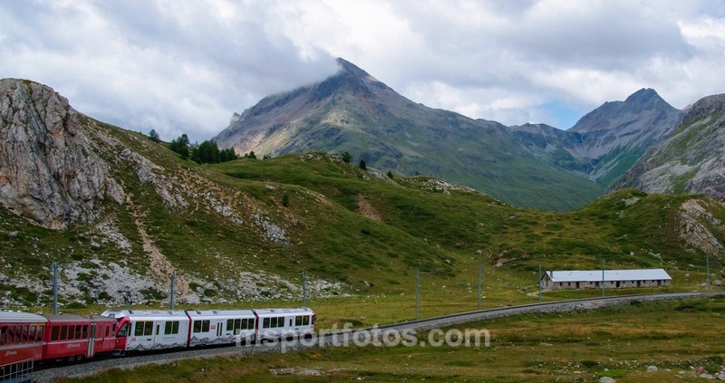 Bernina Express heading to St. Moritz - Travel, city/land scapes