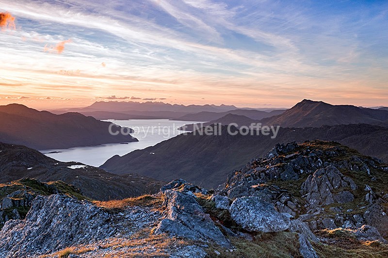 Skye, Beinn Sgritheall & Loch Hourn from Sgurr Sgiath Airigh, Highland - Landscape format