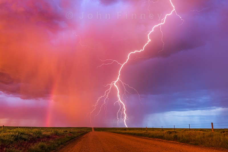 Monsoon sunset lightning with a rainbow - Weather photography