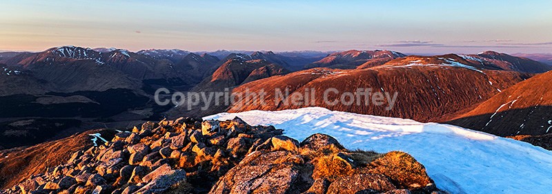 Glen Etive & The Glen Coe Hills from Ben Starav, Highland3 - Panoramic format