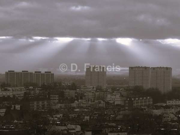 Sunbeams Highlight Shepherd's Bush (b&w) - Urban Landscape