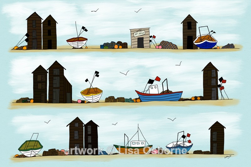 Fishing boats and huts - DIGITAL ARTWORK
